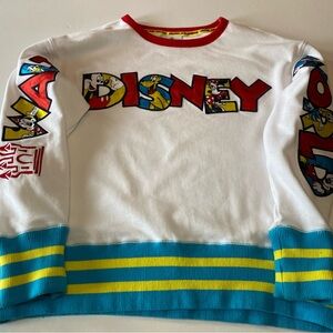 Disney White, Red and Yellow Mickey and Friends Sweatshirt size L